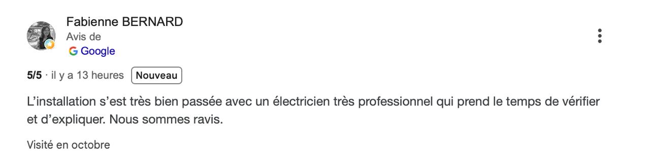 Capture originale de l’avis Google de Fabienne BERNARD, 5 sur 5