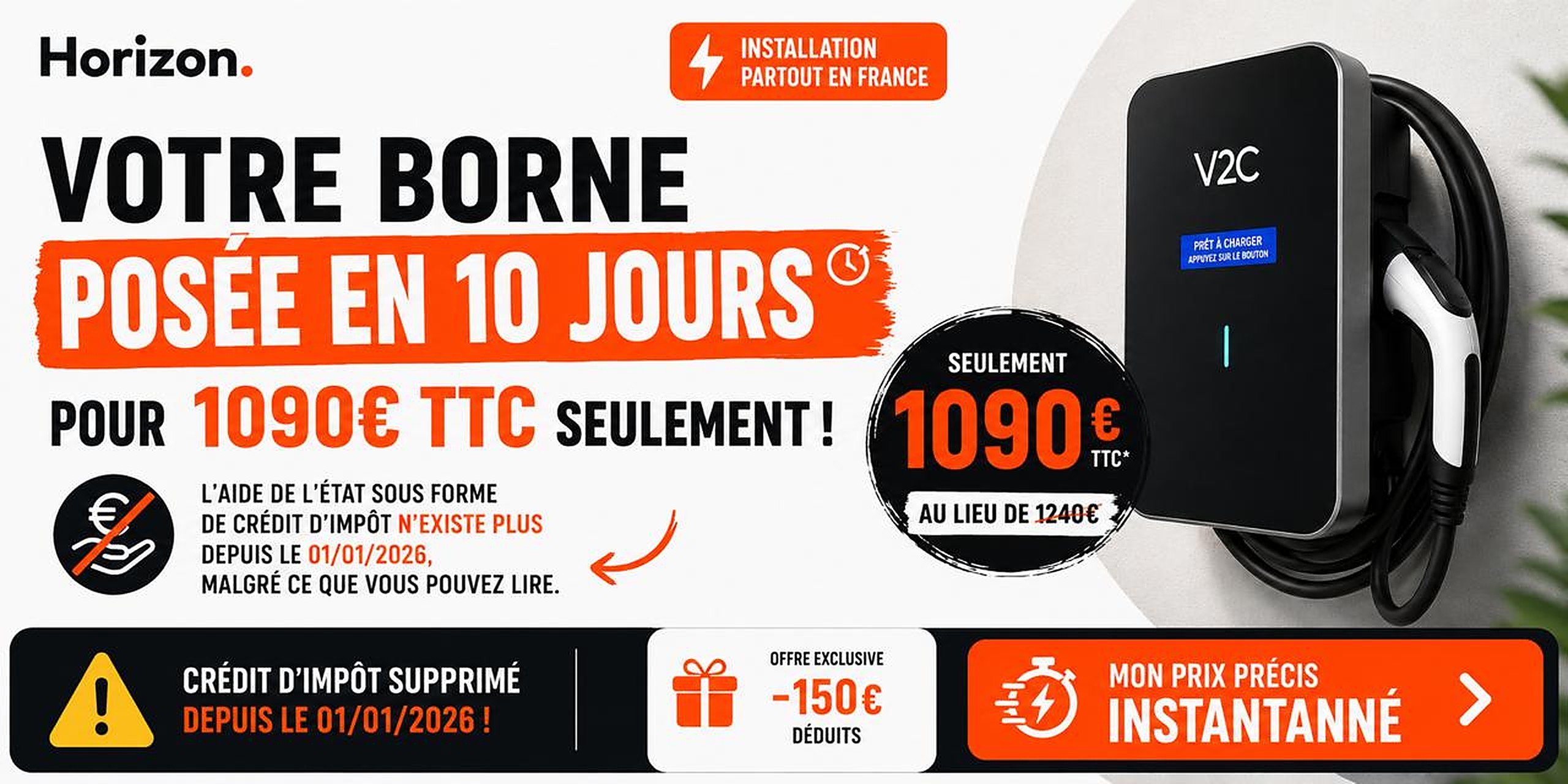Votre borne Trydan, posée dès 1090 € TTC — tout inclus, sous 10 jours